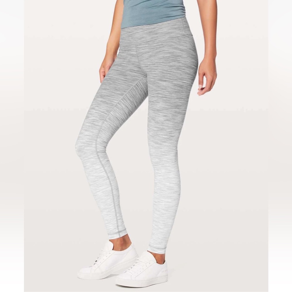 Lululemon Wunder Under HR Tight (28" Inseam), White Grey Ombre Melange, Size 4